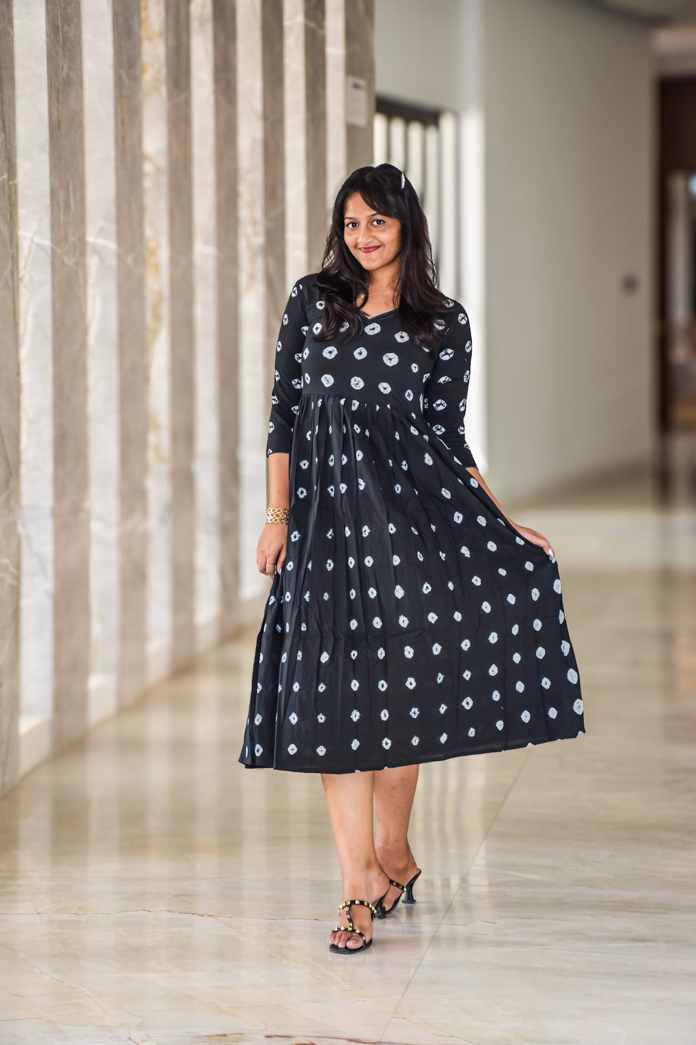 Black cotton long dress