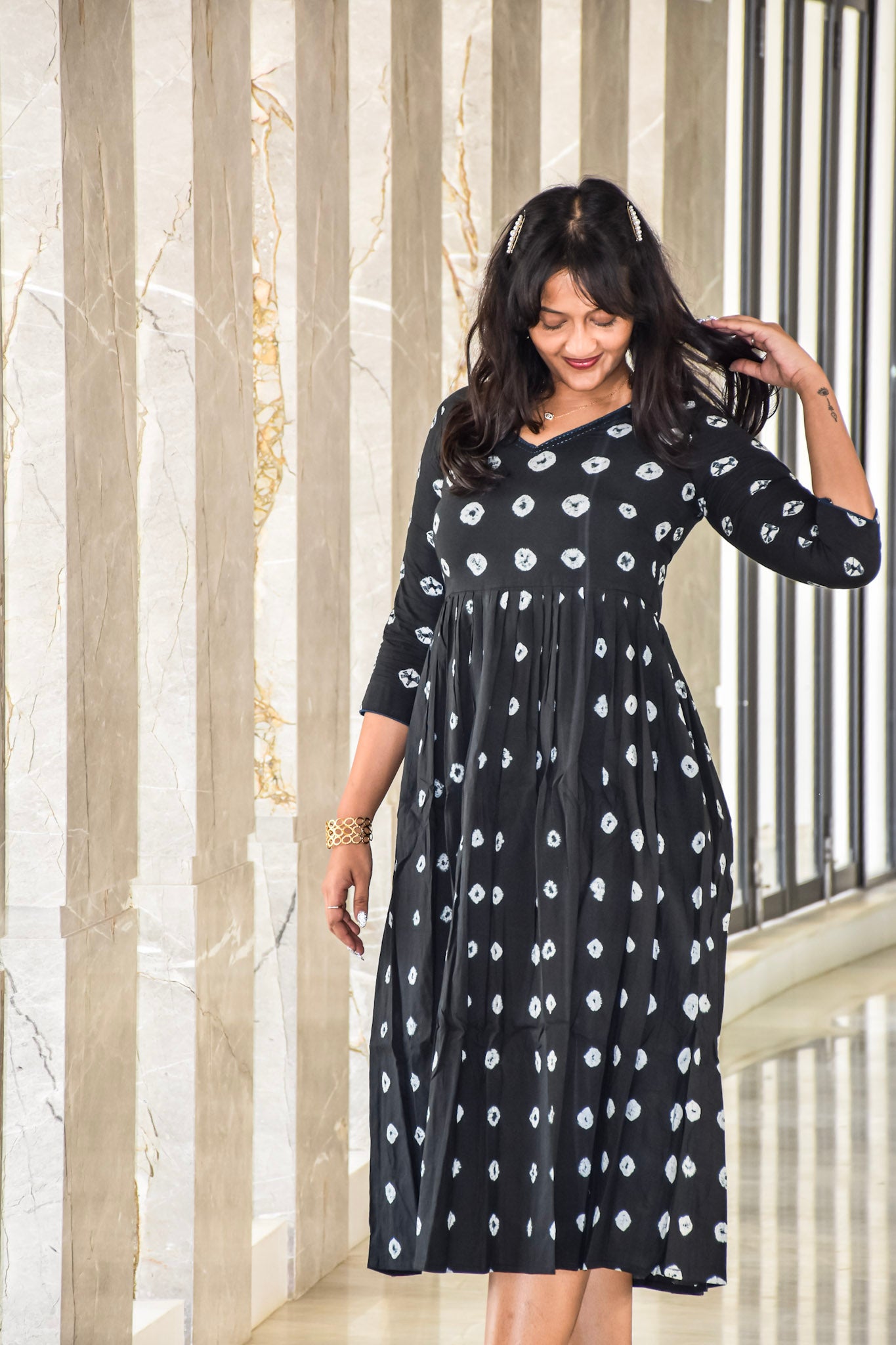 Black cotton long dress