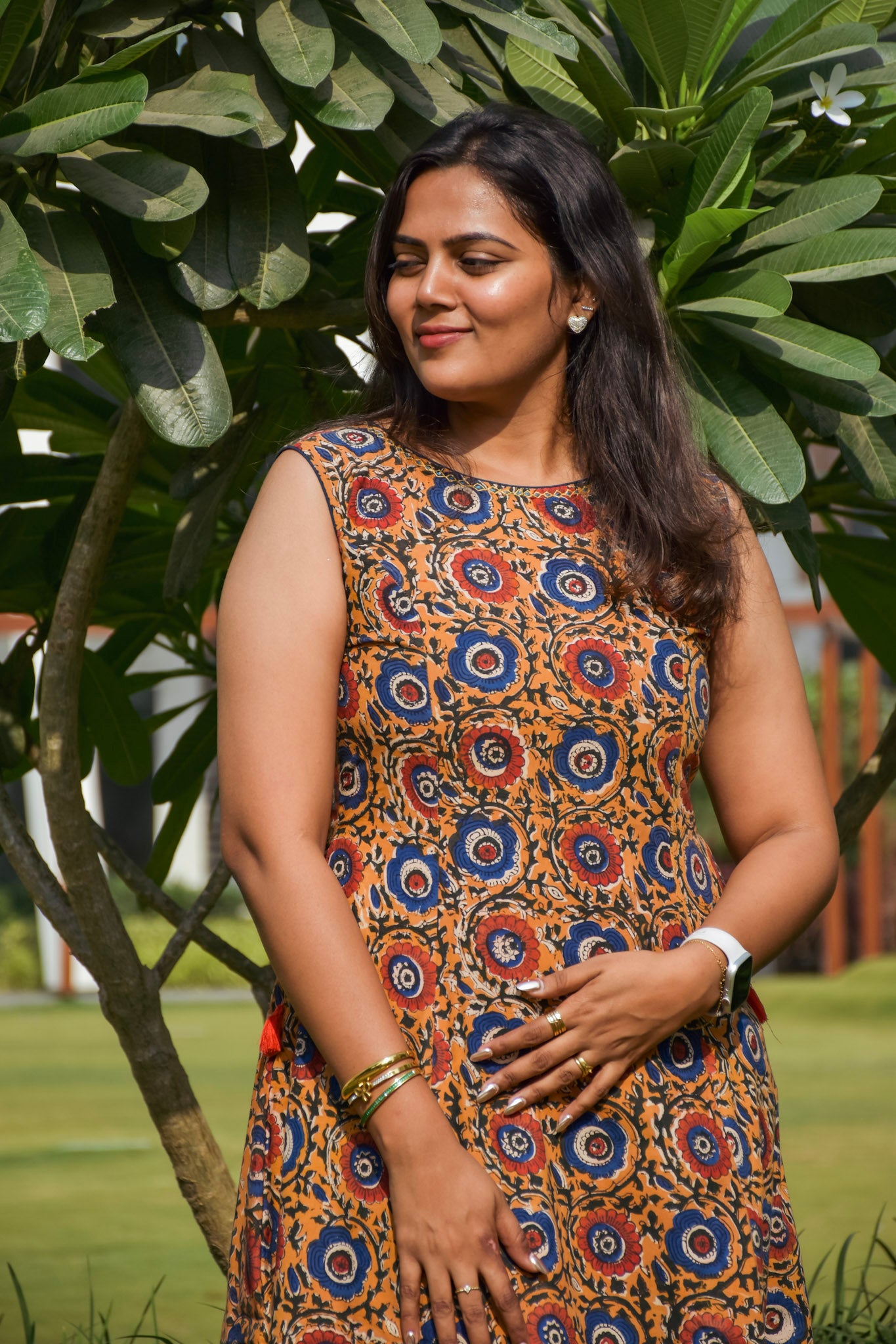 Cotton sleeveless long dress