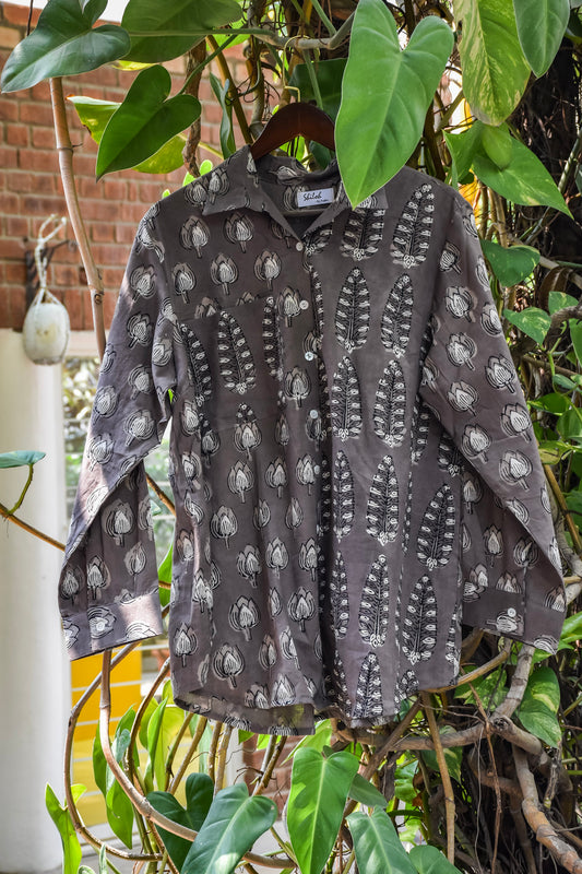 Grey printed Free size shirt