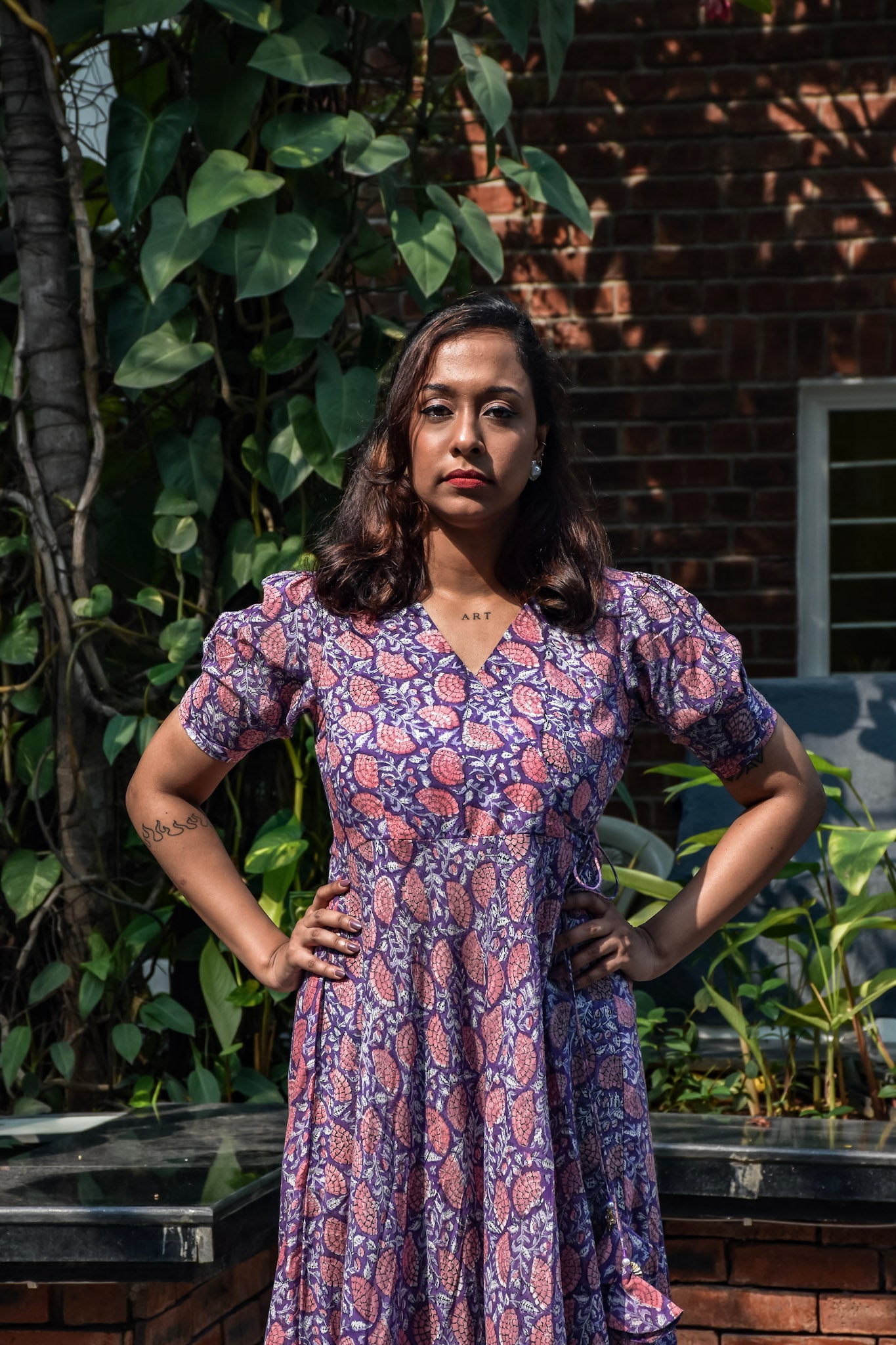 Purple Colored Maxi Dress in Pure Mul Cotton