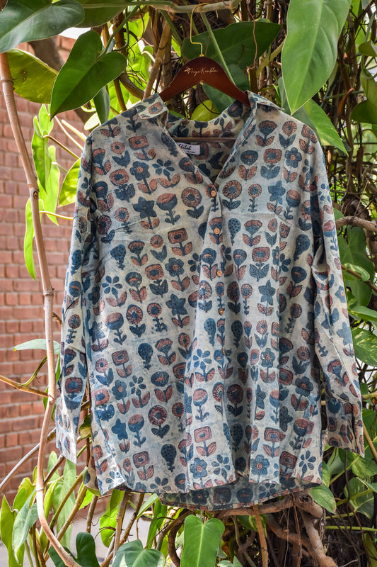 Light blue printed Free size shirt