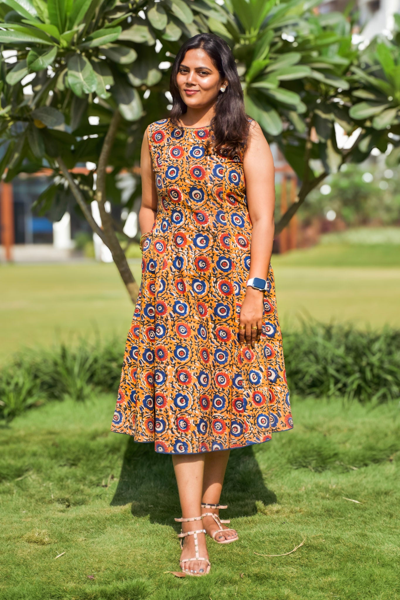 Cotton sleeveless long dress