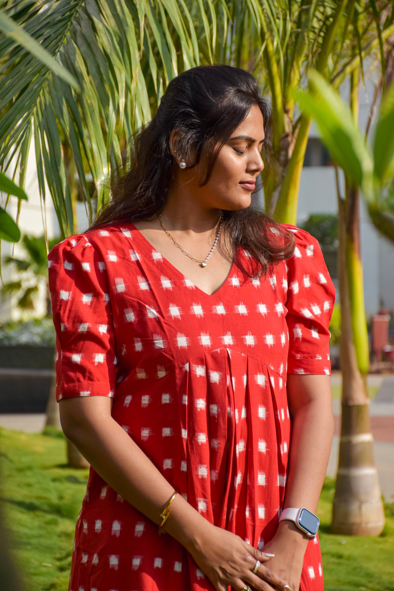 Red Double Ikkat Dress