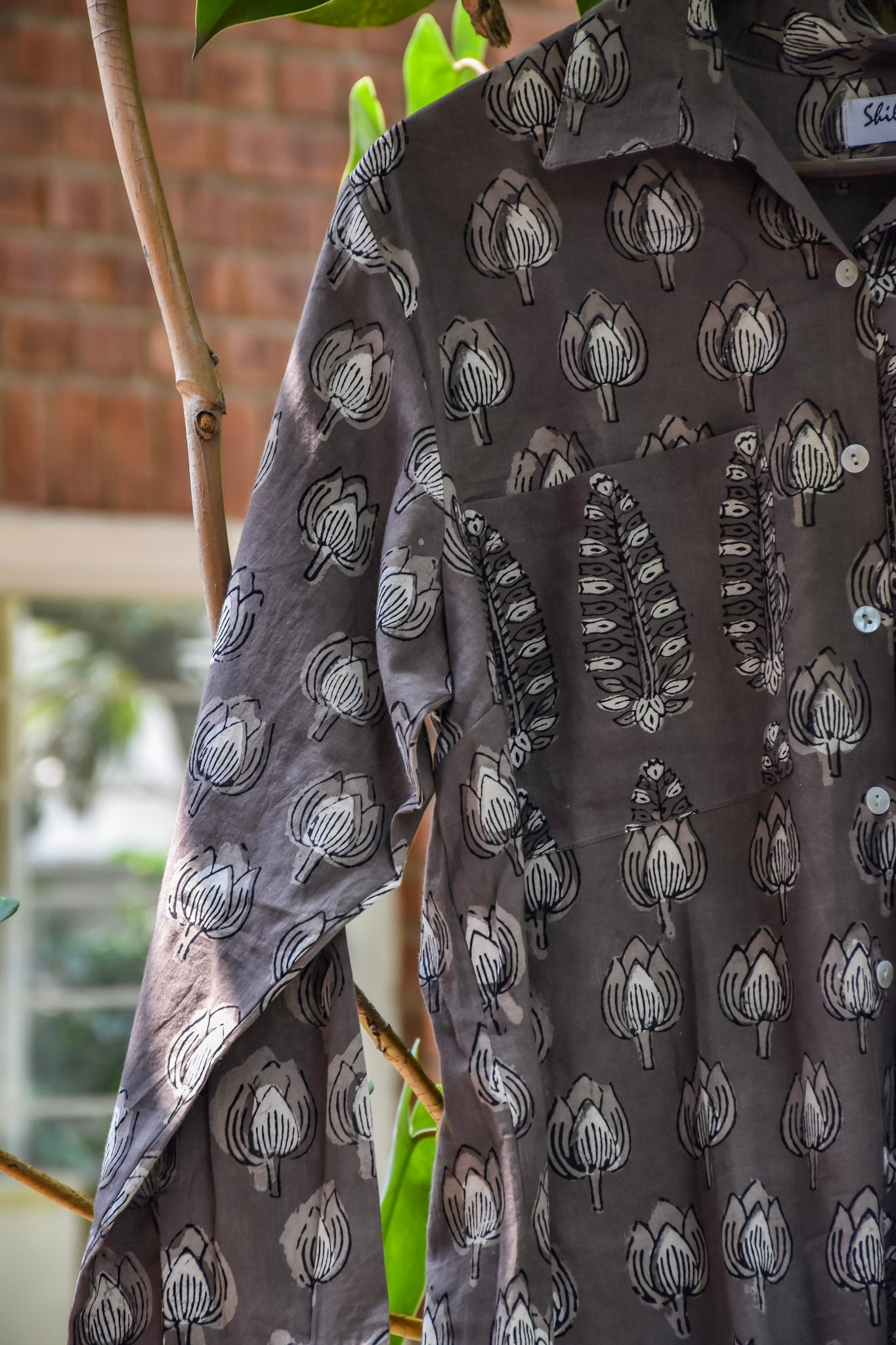 Grey printed Free size shirt