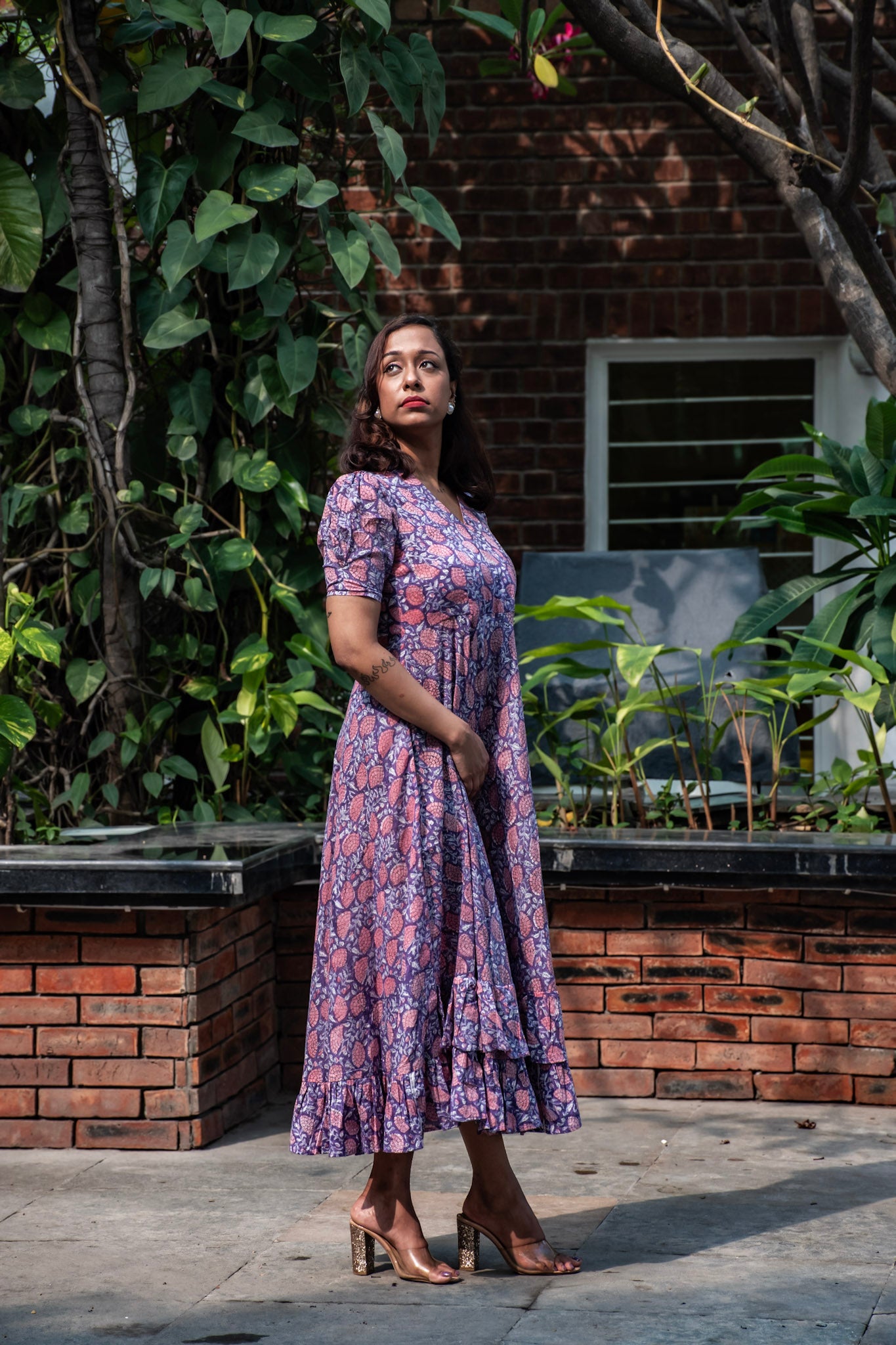 Purple Colored Maxi Dress in Pure Mul Cotton