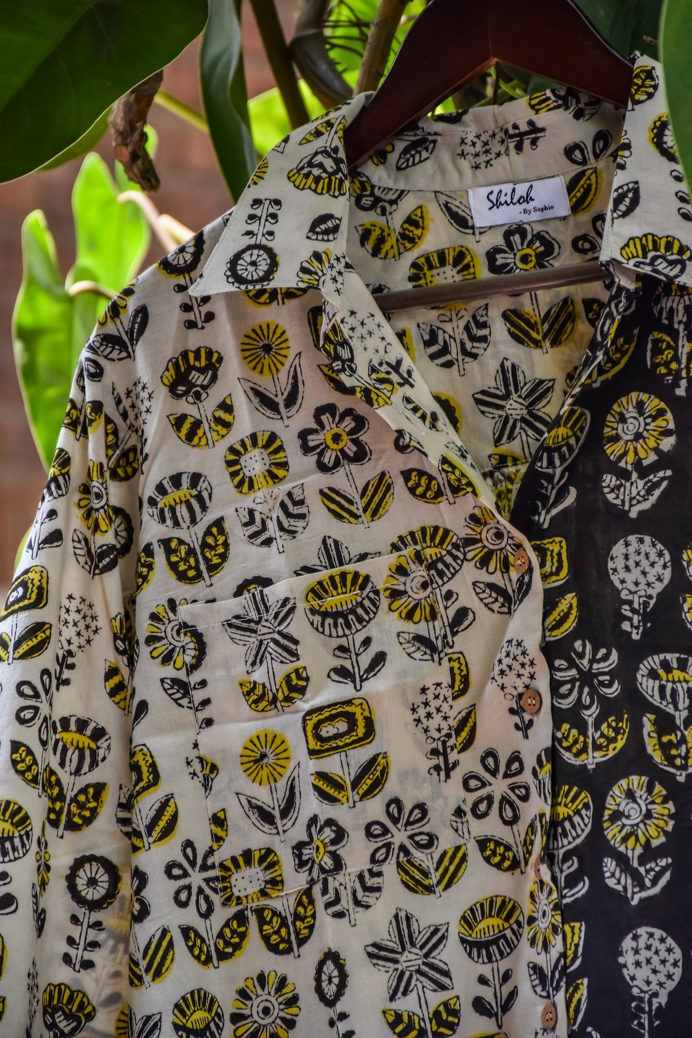 White and brown printed Free size shirt