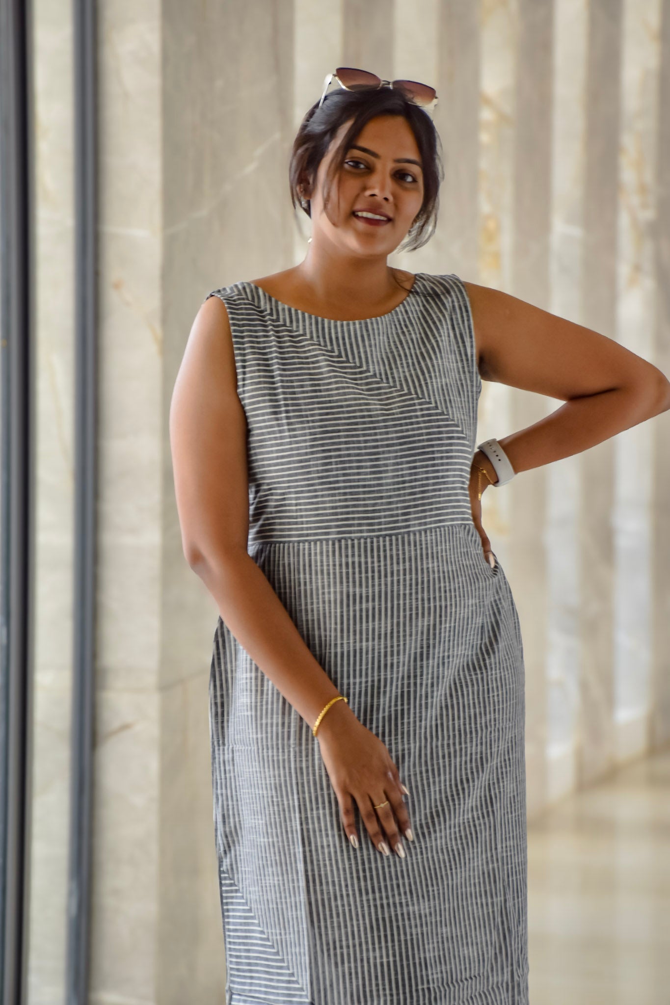 Cotton straight long dress